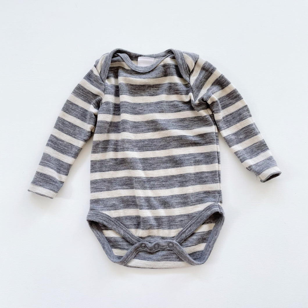 Teeny Weeny Merino L/S Bodysuit Grey Stripes (0-3m)