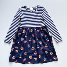 Load image into Gallery viewer, Hanna Anderson Long Sleeve Skater Dress with Pockets Stripes/Hedgehog (8y)
