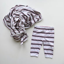 Load image into Gallery viewer, Dimples Swaddle + Matching Pants Stripes  (0-3m/ 120cm x 120cm)
