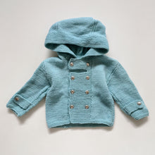 Load image into Gallery viewer, Handmade Wool Cardigan Blue (3-6m)
