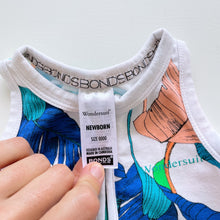 Load image into Gallery viewer, Bonds Wondersuit Summer Romper Blue Palms (newborn)
