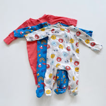 Load image into Gallery viewer, Teeny Weeny All-In-One Bundle 3x Salmon/Blue Rainbow/Animals (0-3m)
