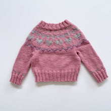 Load image into Gallery viewer, Gorgeous Hand Knit Wool Jersey Pink/Hearts (3-6m)
