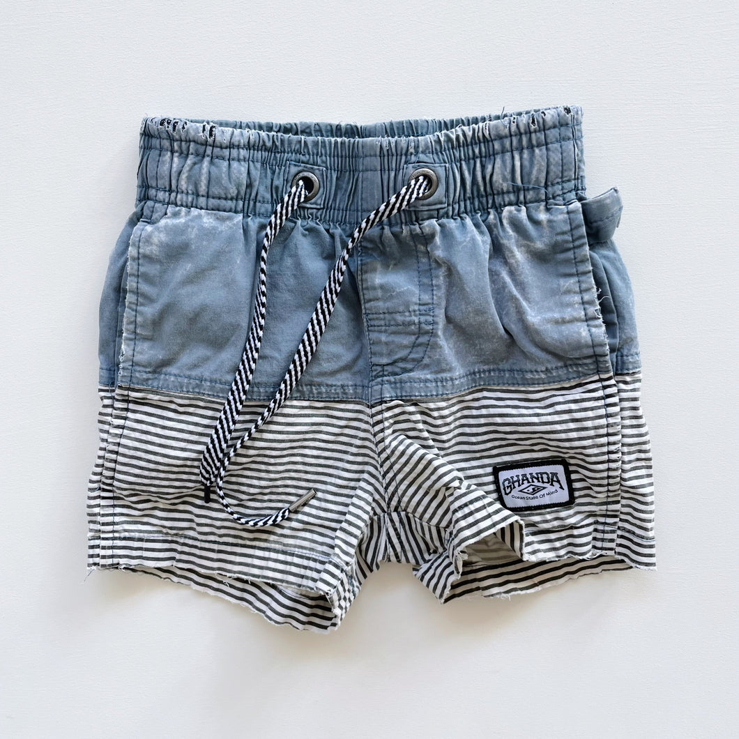 Ghanda Distressed Shorts Grey/ Stripes (1-2y)