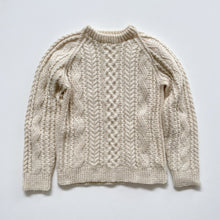 Load image into Gallery viewer, Handmade Wool Cable Knit Fishermans Jumper Cream (10y)
