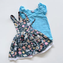 Load image into Gallery viewer, Arlow's Closet Ruffle Blue Tee + Floral Dress (2y)
