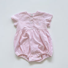 Load image into Gallery viewer, Vintage ABC Romper Pink Stripes (3-6m)
