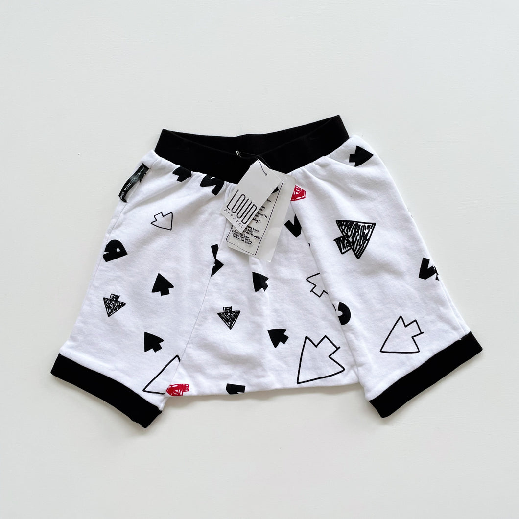 Loud Apparel Organic Cotton Harem Shorts B/W NEW (4y)