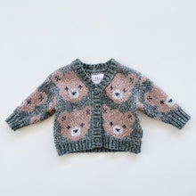 Load image into Gallery viewer, HUX Knit Cardigan Green/Pink Bear (6-12m)
