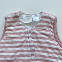 Load image into Gallery viewer, Woolbabe Org Cotton/Merino Sleeveless Sleeping Suit Pink Stripes Duvet Weight (3y)
