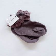 Load image into Gallery viewer, Jamie Kay Frill Socks Eggplant NEW (1-2y)
