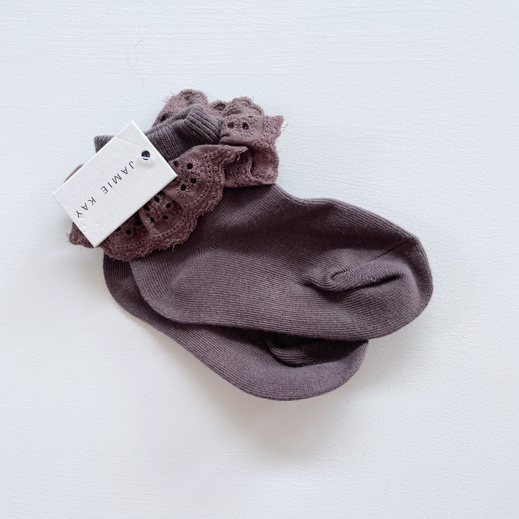 Jamie Kay Frill Socks Eggplant NEW (1-2y)