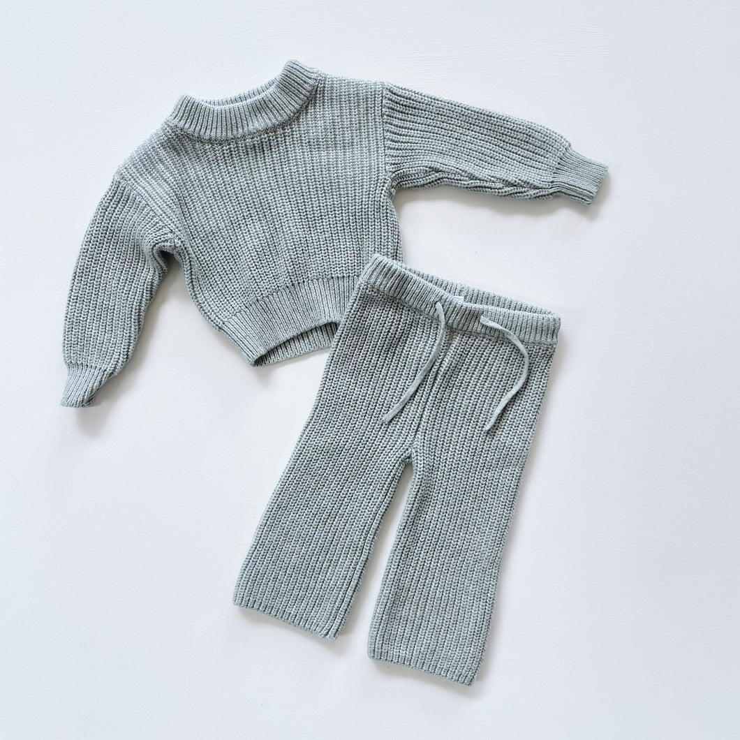 Jamie Kay Chunky Knit Jumper + Pants Mist Fleck NWOT (0-3m)