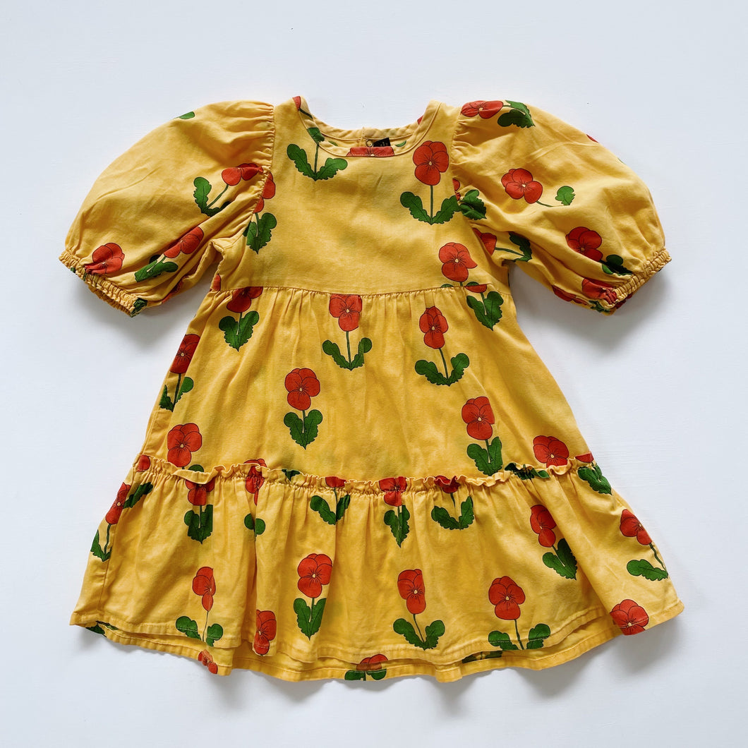 Mini Rodini Organic Cotton Dress Bright Yellow Floral (1-2y)