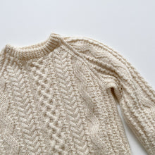 Load image into Gallery viewer, Handmade Wool Cable Knit Fishermans Jumper Cream (10y)
