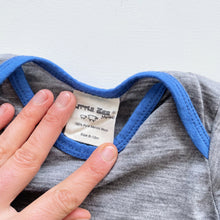 Load image into Gallery viewer, Little Zee Merino L/S Top Grey/ Blue Trim (6-12m)
