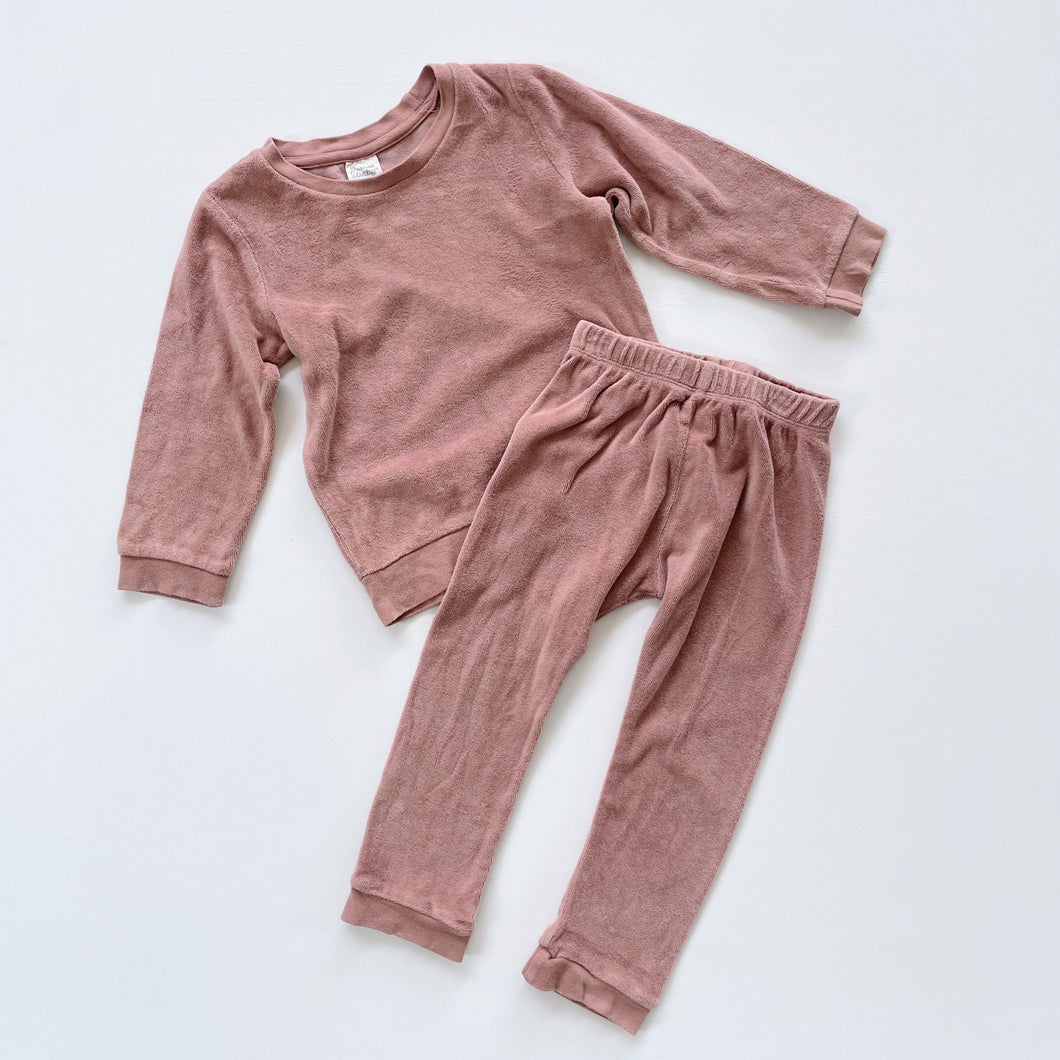 Nature Baby Organic Cotton Velour Jumper + Pants Set Pink (2y)