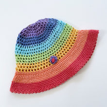 Load image into Gallery viewer, Handmade Crochet Rainbow Sun Hat (3-5y)
