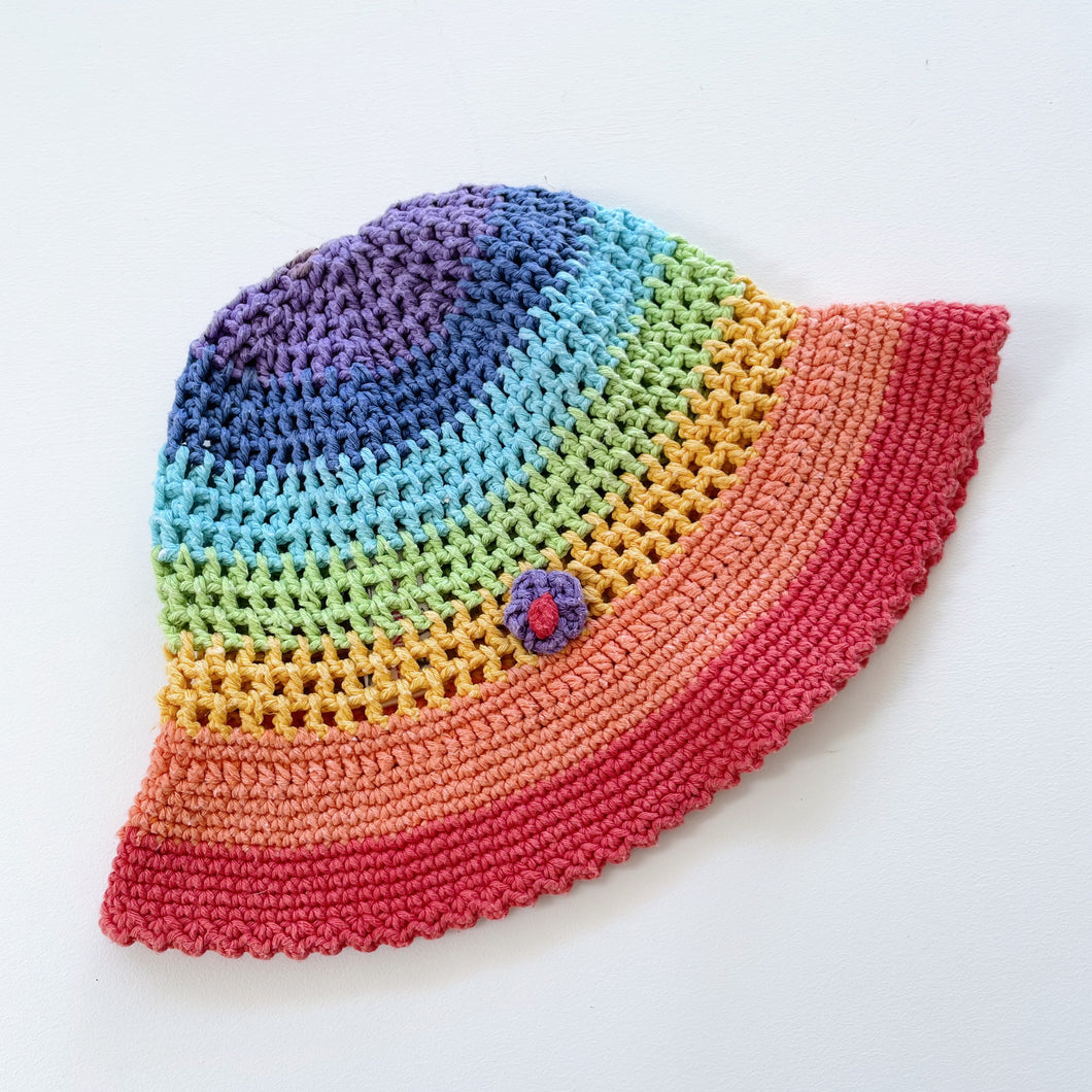 Handmade Crochet Rainbow Sun Hat (3-5y)