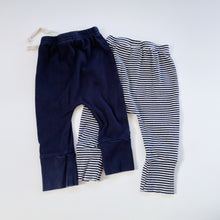 Load image into Gallery viewer, Nature Baby Organic Pants Bundles 2x Navy + Stripes (3-6m)

