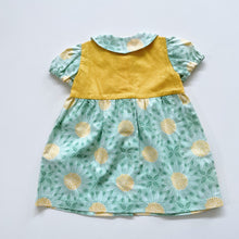 Load image into Gallery viewer, Gorgeous Handmade Floral Dress Mint Green / Yellow NEW (9-12m)
