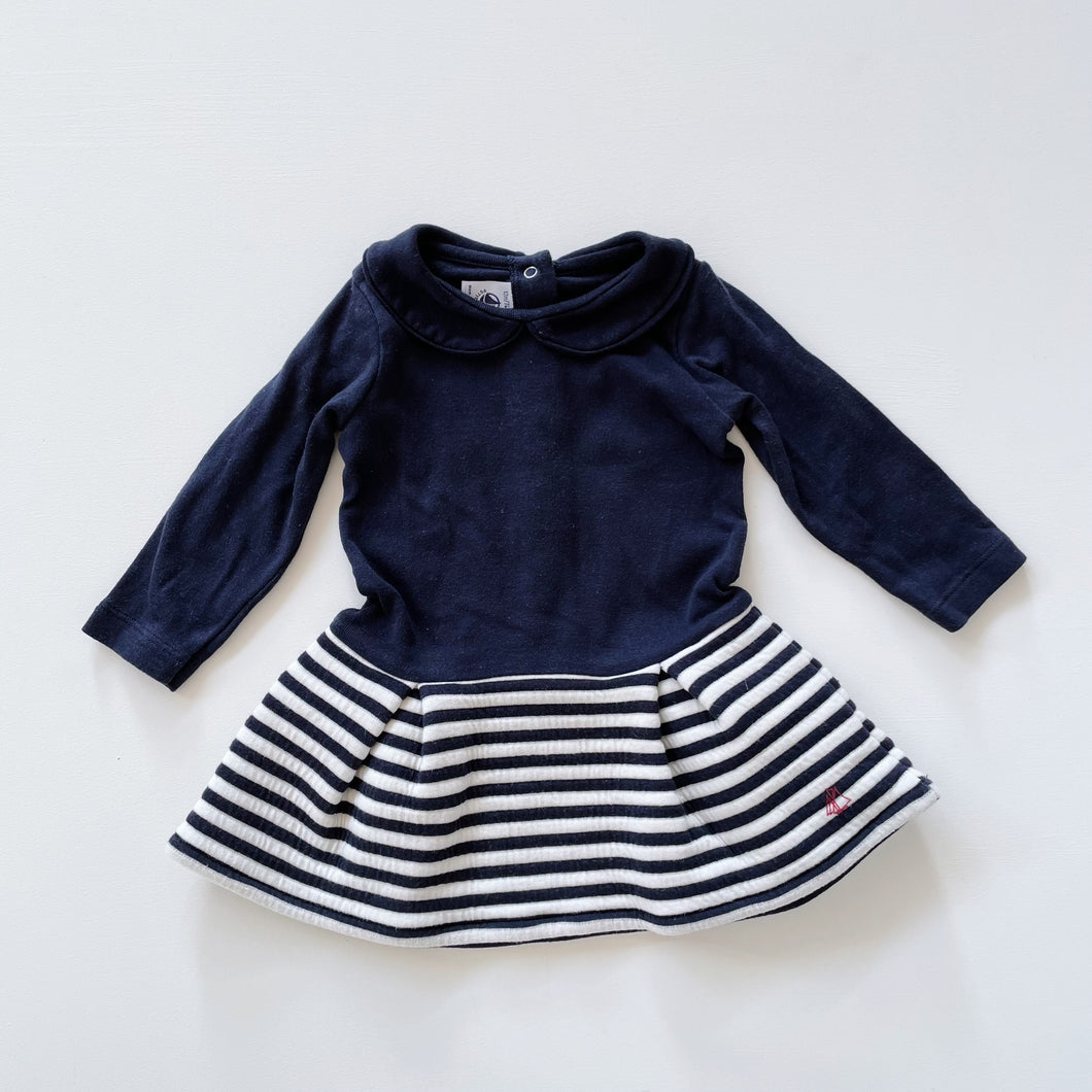 Petit Bateau Dress Navy/Stripes (6-12m)
