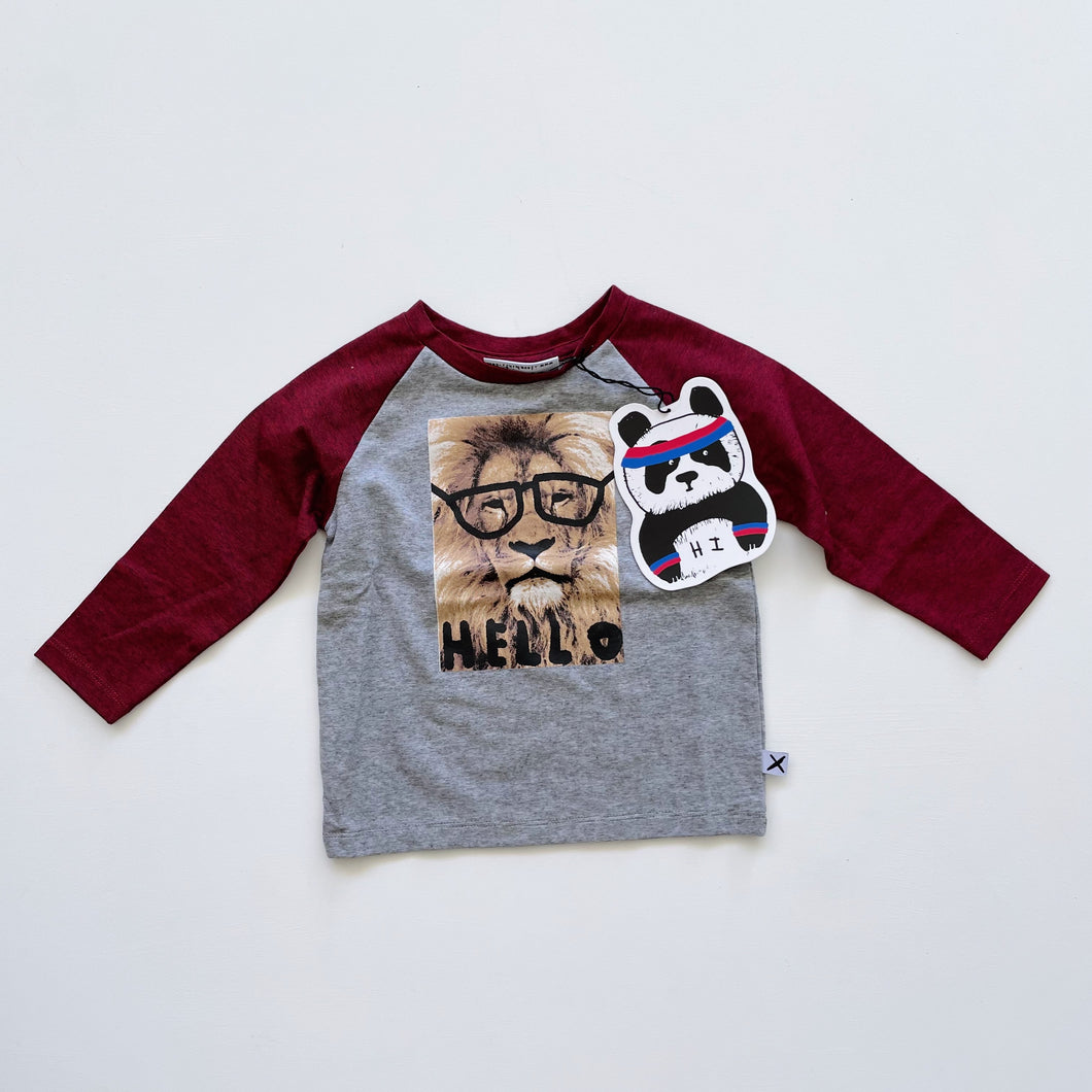 Minti Sharp Lion L/S Tee Grey/Red Motley NEW (1y)