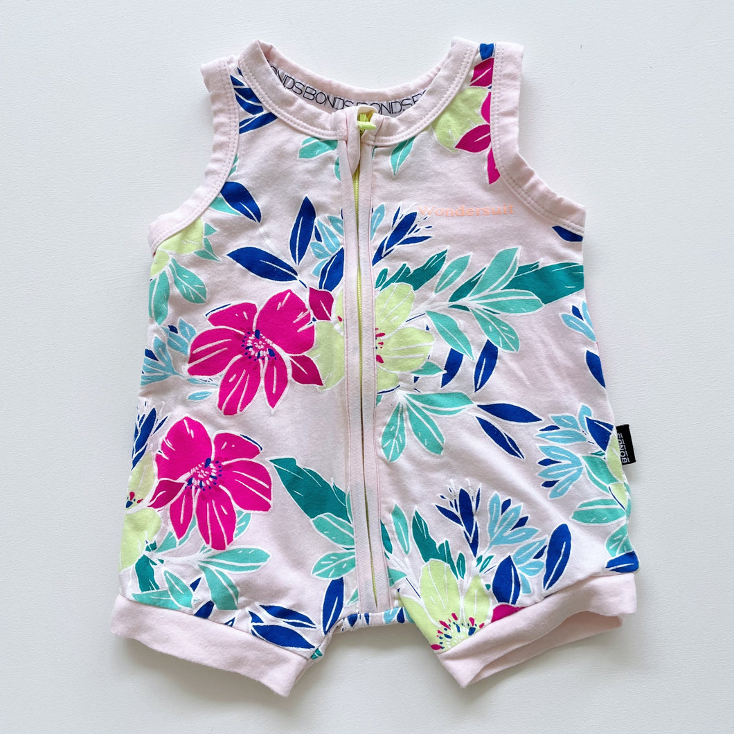 Bonds Wondersuit Summer Romper Pink Floral (newborn)