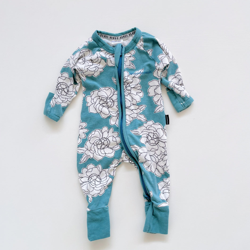 Bonds Wondersuit All-In-One Blue Floral (newborn)