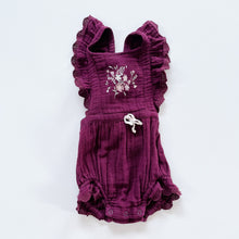 Load image into Gallery viewer, Jamie Kay Organic Muslin Embroidered Romper Plum (2y)
