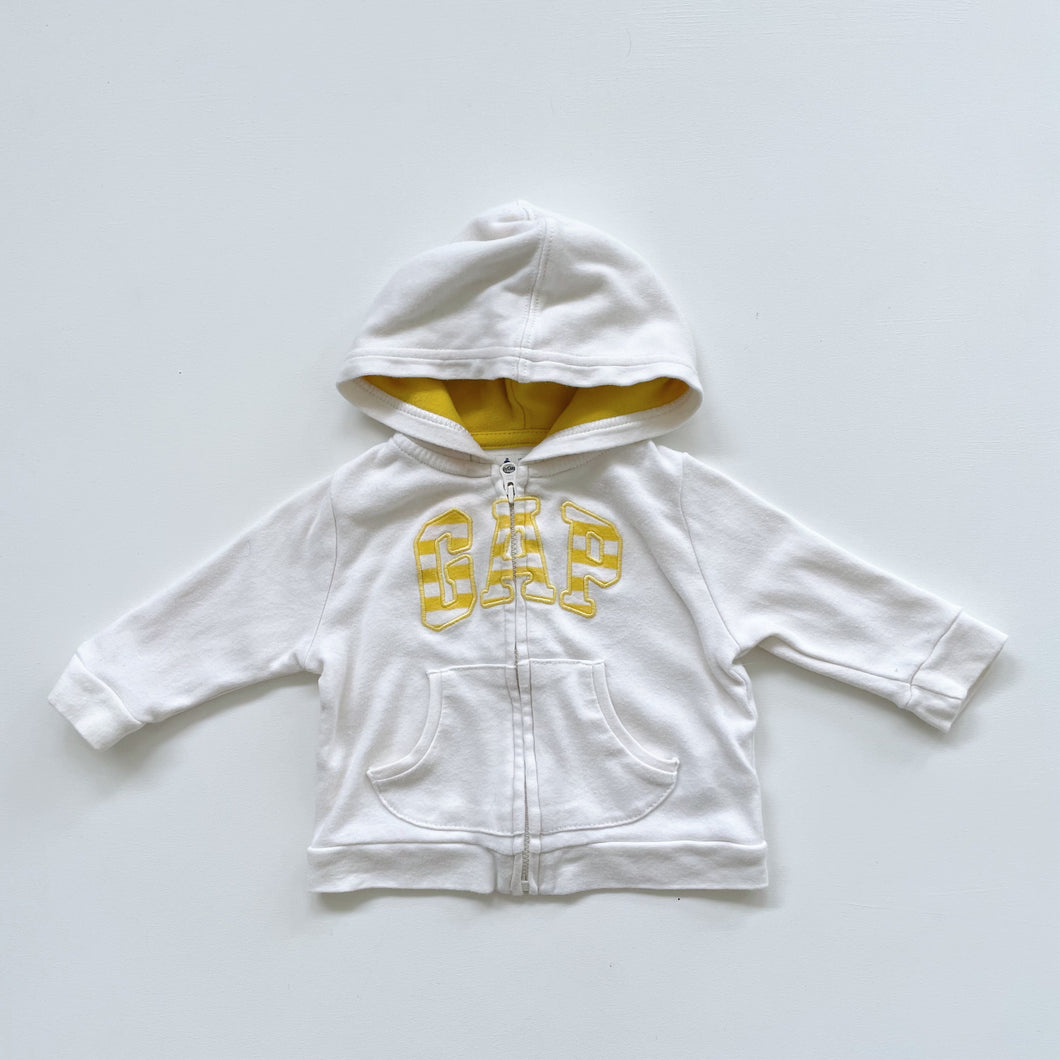 Baby Gap White/ Yellow Lightweight Cotton Hoodie (3-6m)