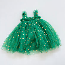 Load image into Gallery viewer, Confetti Kidz Green/Gold Star Tulle Dress (6-12m)
