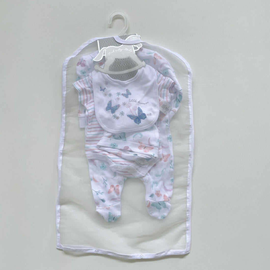 Rock a Bye Baby Boutique Hanging Set Pink Butterflies/Stripes NEW (0-3m)