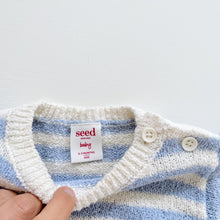 Load image into Gallery viewer, Seed Knit Romper Blue Stripe (0-3m)
