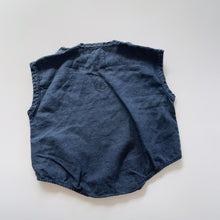Load image into Gallery viewer, Dazed but Amazed French Linen Romper Navy (3-6m)
