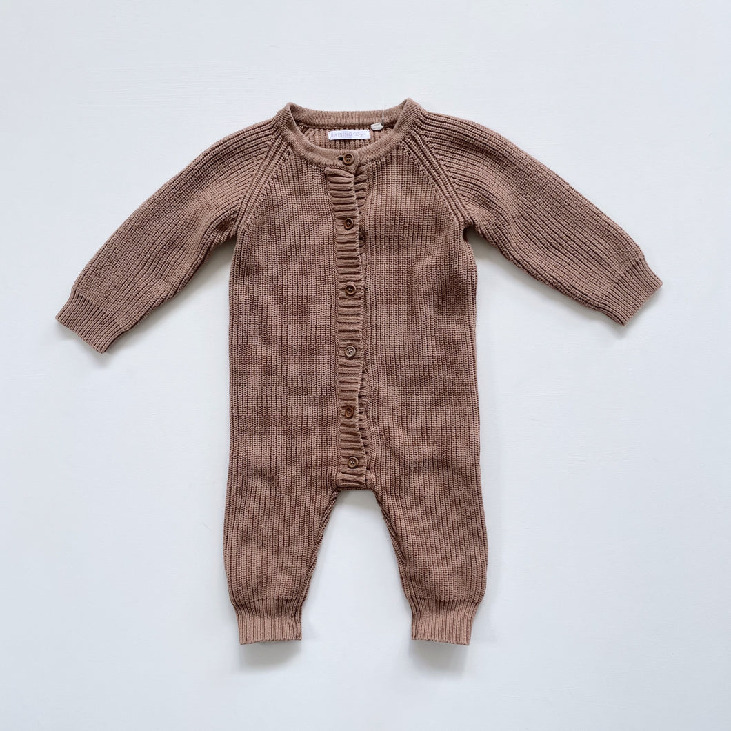 Raising Reign Brown Knitted Jumpsuit / Romper (12-18m)