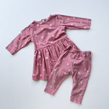 Load image into Gallery viewer, Nature Baby Organic Dress + Pants Pink Polkadots (6-12m)
