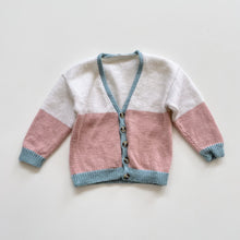 Load image into Gallery viewer, Stunning Handmade Wool Cardigan Blue/White/Pink (2y)
