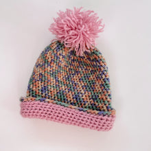 Load image into Gallery viewer, Handmade Wool Pom-Pom Beanie Pink/Colour (3-6m)
