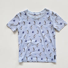 Load image into Gallery viewer, Mandai Organic T-Shirt Blue Penguins *tagged bigger (2-3y)
