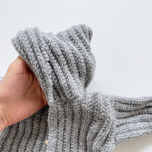 Load image into Gallery viewer, Handmade Wool Overalls + Cardigan Grey/White Stripe (newborn)

