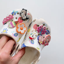 Load image into Gallery viewer, Crocs White Butterflies/Cats + Jibbitz (C9)

