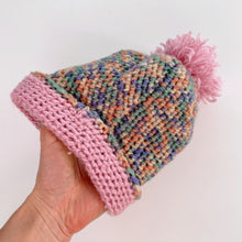Load image into Gallery viewer, Handmade Wool Pom-Pom Beanie Pink/Colour (3-6m)
