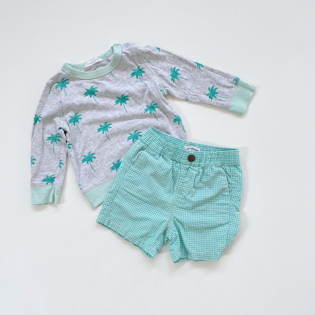 Country Road Gingham Turquoise Shorts + Top Set (12-18m)