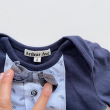 Load image into Gallery viewer, Arthur Avenue Bodysuit Navy/Bow Tie (6-12m)
