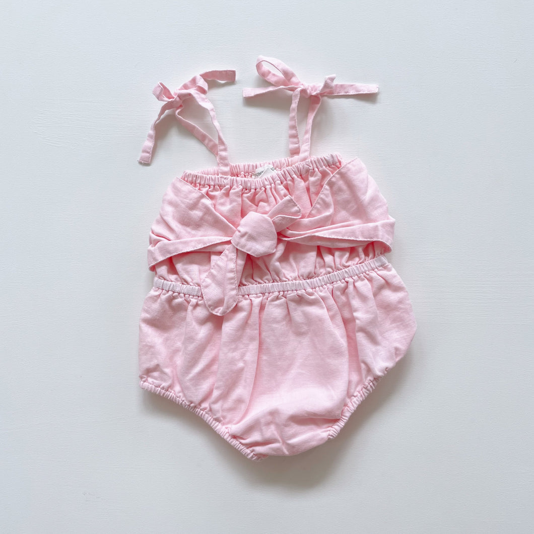 Country Road Linen/ Cotton Pink Romper (3-6m)