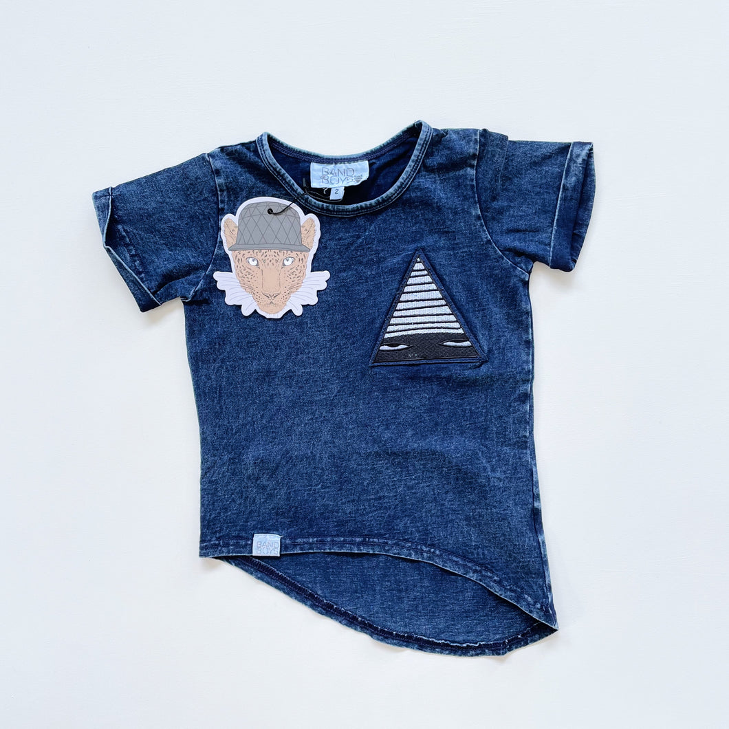 Band of Boys Just a Triangle Patch Asymmetric Tee Blue NEW (2y)