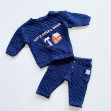 Load image into Gallery viewer, M&amp;S Little Builder Pants + Jumper Navy (6-9m)
