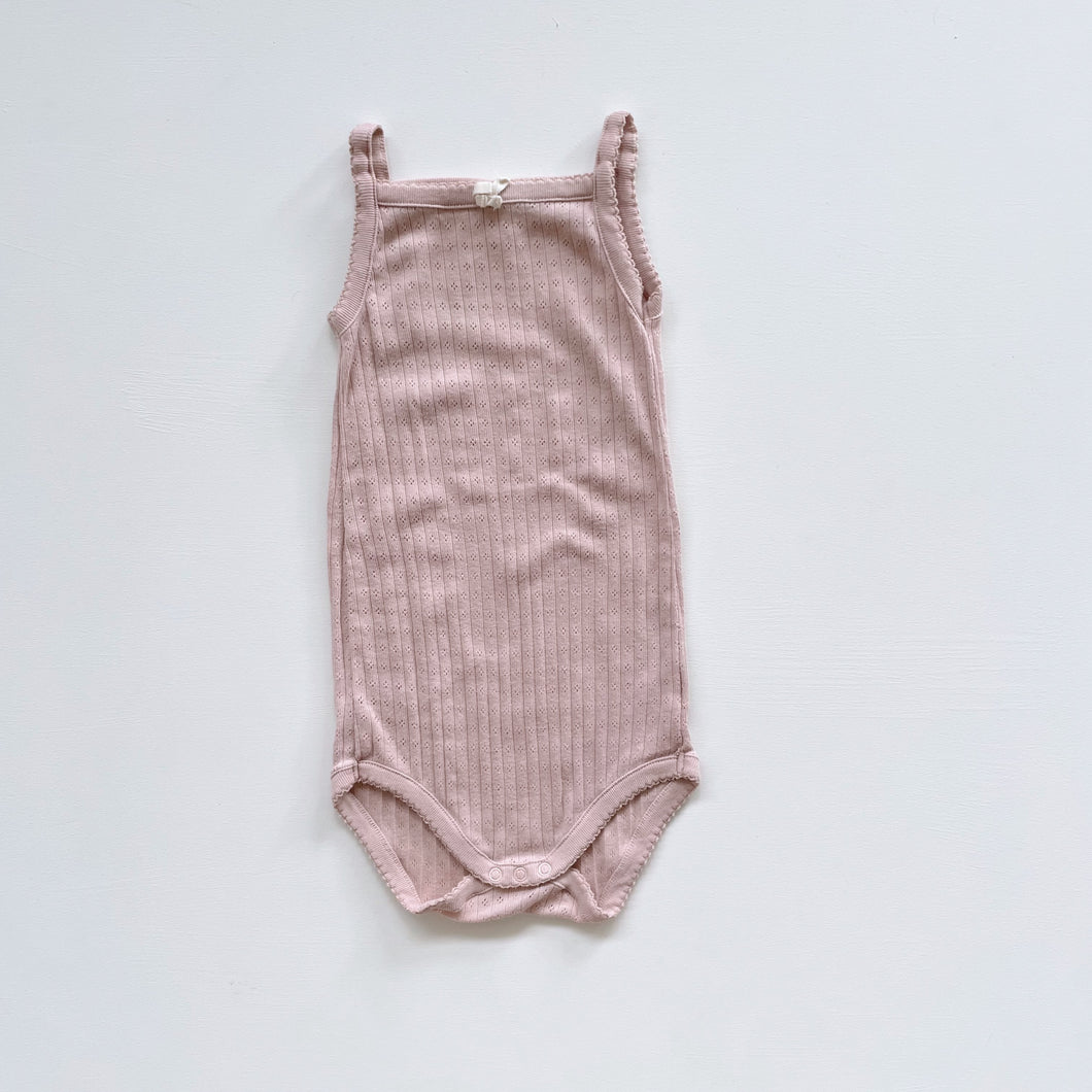 Nature Baby Organic Pointelle Singlet Bodysuit | Blush (1y)