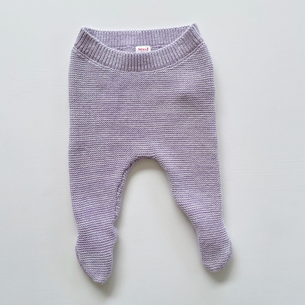 Seed Knit Footed Pants Lilac Marle (0-3m)